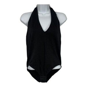 Madrag Black Halter Bodysuit M/L Nylon & Spandex